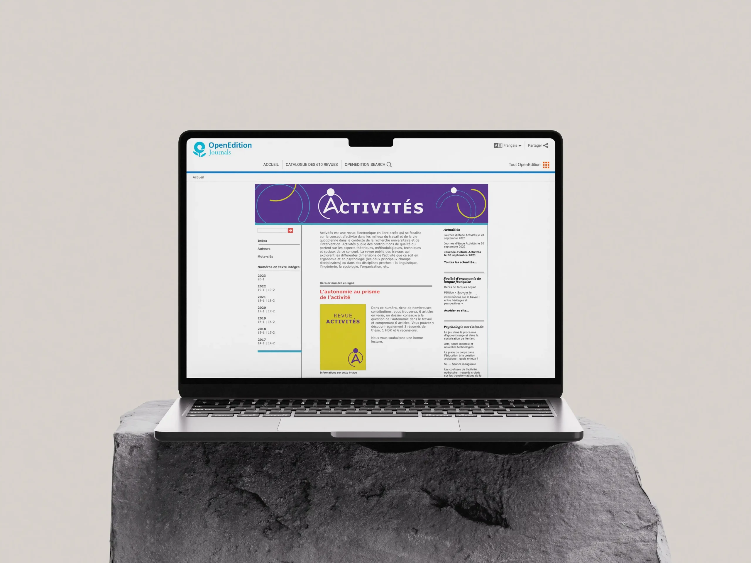offre start in line : refonte de la page web de la revue Activités pour l'association ARPACT